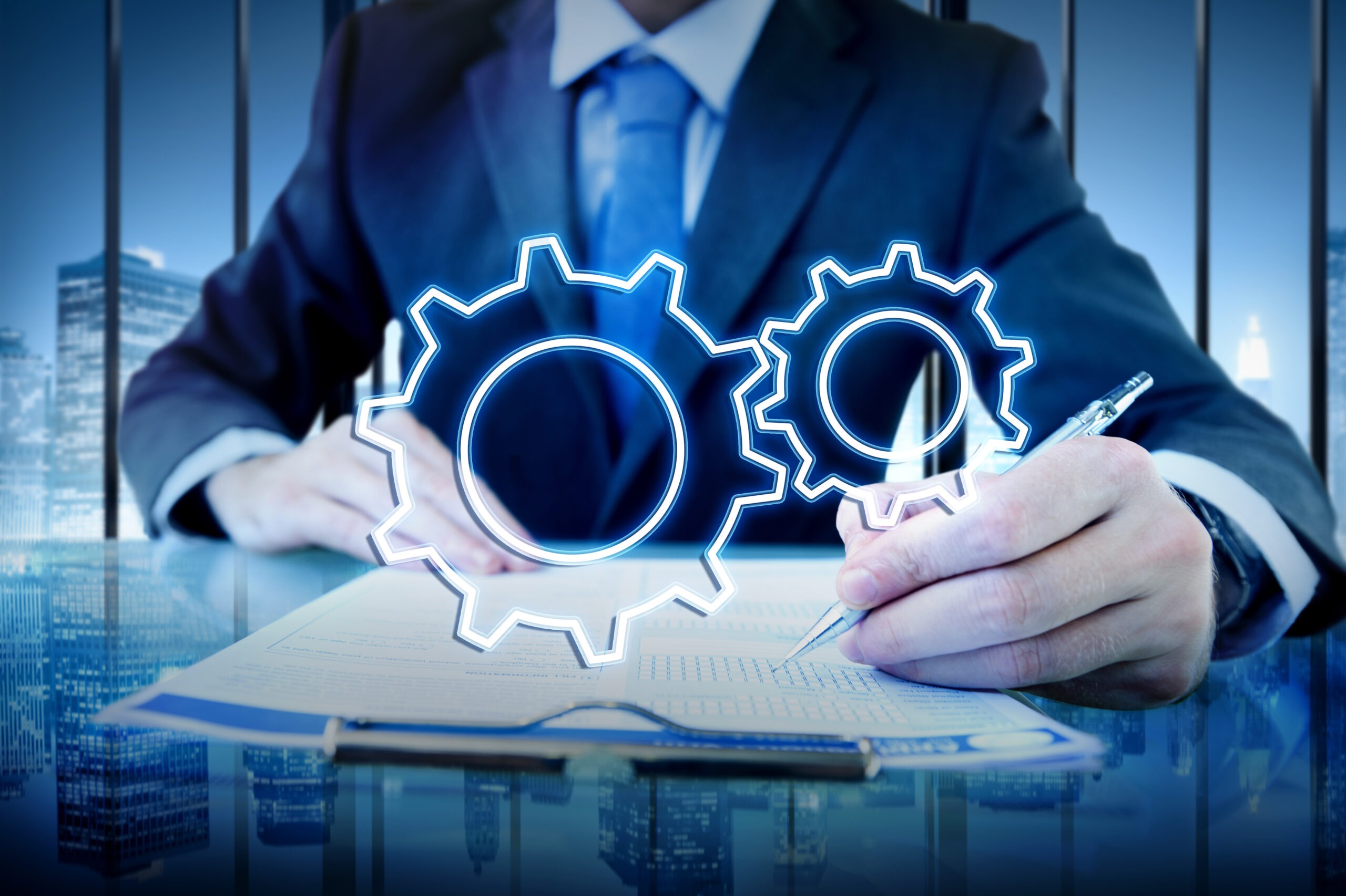 Global RWE feasibility criteria regulatory framework illustration with interconnected gears